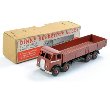 Dinky No. 501 Foden Diesel 8 Wheel Wagon First Type. Chocolate Brown and Black with Silver Trim, no tow hook. Excellent with 