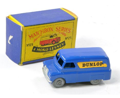 Matchbox Regular Wheels No. 25a Bedford Dunlop Van. Blue with metal wheels. Good to very good, decal wear one side in good B1