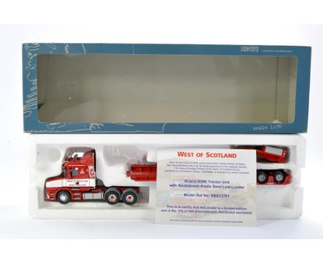 Lion Toys Diecast Model Truck issue comprising Scania R580 Nooteboom Trailer in the livery of West of Scotland. Limited Editi