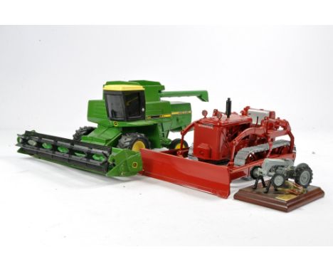 Spec Cast 1/16 International Crawler Tractor with Blade, Ertl 1/32 John Deere Combine plus Britains Ferguson Tractor (damaged