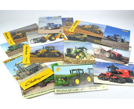 A group of tractor and machinery leaflets including Challenger, Versatile, New Holland and others. Some with wear to edges. 