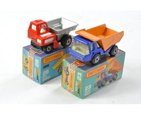 Matchbox Superfast No. 23b Atlas Truck. Metallic Blue with unpainted gun metal base, orange back, clear windows, white interi