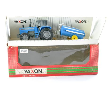 Yaxon 1/43 farm issue comprising Landini 12500 Tractor, plastic issue tractor with tank attachment. Generally excellent with 