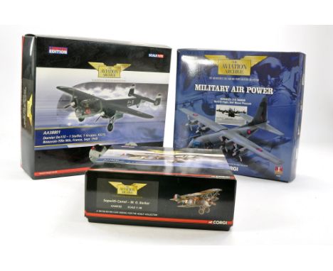 Corgi Diecast Model Aircraft comprising No. AA38801 Dornier Do17Z, No. AA38102 Sopwith Camel and Hercules Tanker. All look to