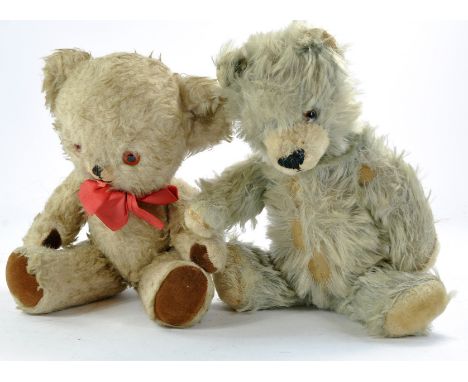 Duo of Vintage British Teddy Bear issues comprising Chiltern or Similar Blue, approx. 25/30cm, jointed plus labelled Pedigree