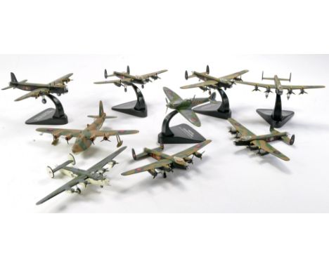 Model Aircraft comprising nine unboxed issues from Oxford, Corgi etc including RAF Lancasters, some on plinths and others. So