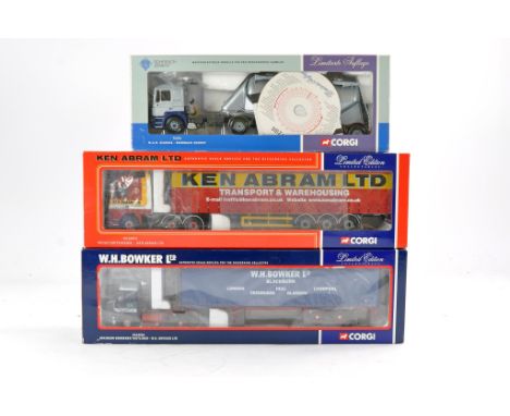 Corgi Diecast Model Truck Issues comprising No. CC12510 Atkinson Borderer Tautliner in the livery of Bowker, No. CC12411 Volv