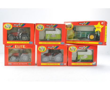 Britains Farm 1/32 issues comprising tractor and implements including Case, Hurlimann, Samson Spreader and others. All look t