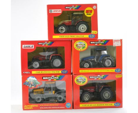 Britains 1/32 farm issues comprising tractor models as follows; 1) Steyr 6135 Profi, 2) Case IH CVX1155, 3) New Holland 8560 