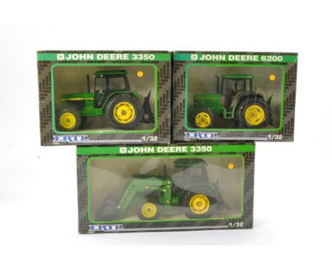 Ertl 1/32 Farm Tractor Group comprising John Deere 3350, 6200 and One other with Loader. All look to be excellent and not rem