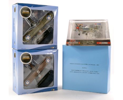 Oxford Diecast Model Aircraft duo comprising Bristol F2B RFC plus DH4 RAF 212 SQN in addition to Corgi AA31912 Spitfire Club 