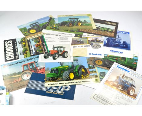 Tractor and Machinery Literature comprising sales brochures and leaflets from Challenger, Fendt, John Deere, Valmet, Lamborgh