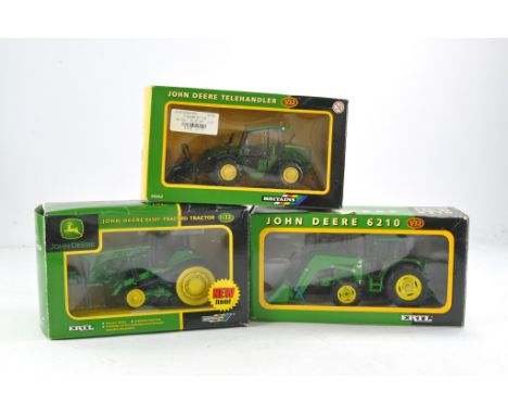 Britains Farm 1/32 comprising John Deere 8430T Tractor, Telehandler plus 6210 Tractor and Loader. Look to be without major fa