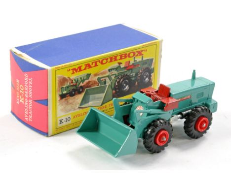 Matchbox Kingsize No. K10 Aveling Barford Tractor Shovel. Red Wheels. Generally excellent in excellent box, just small tape s