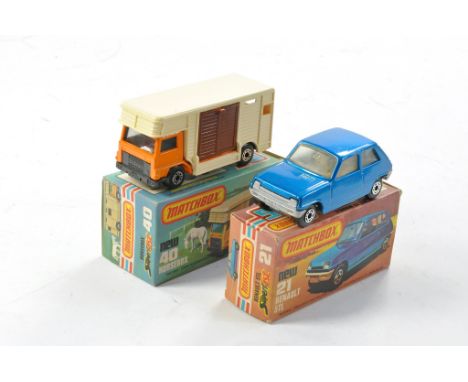 Matchbox Superfast No. 21c Renault 5TL. Metallic blue, silver base, tan interior. Clear windows but appears to have some fact