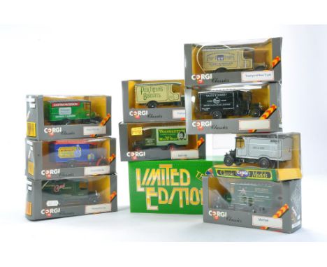 Corgi Promotional Thorneycroft Vans in various liveries, some harder to find plus Limited Edition Tramlines Set. All look to 