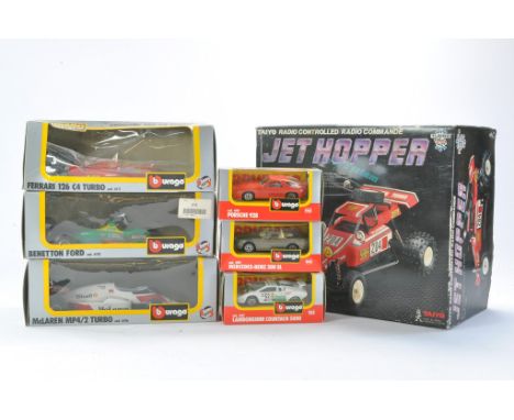 Retro Jet Hopper RC Car Set, complete plus six Burago diecast issues including 1/24 trio of Formula 1 and trio of 1/43 exampl