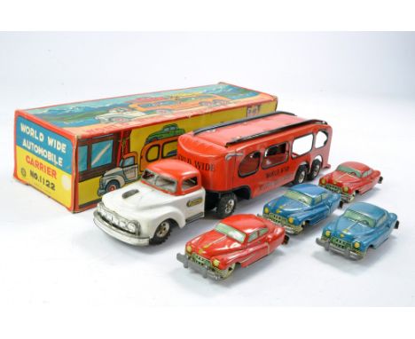Sankei Japanese Tinplate issue, comprising No. 1122 World Wide Automobile Carrier including Ford Tractor and Car Transporter 