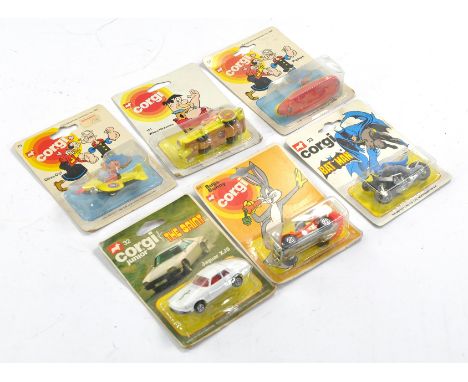 Corgi group of Carded Junior Issues including various TV Related inc Batman, Flintstones, Popeye etc. Generally excellent, so