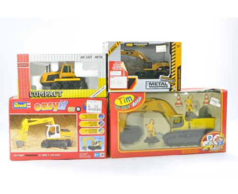 Assorted construction group in various scales comprising Joal Challenger Tractor, Revell Liebherr A900 Excavator (kit), Toy S