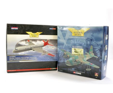 Corgi Aviation Archive Diecast Model Aircraft comprising No. AA35603 Hawker Siddeley Nimrod RAE plus Short Sunderland RAAF. A