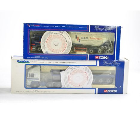 Corgi Diecast Model Truck Issues comprising No. CC12006 MAN Feldbinder Tanker in the livery of NTM plus No. CC12703 ERF Flatb