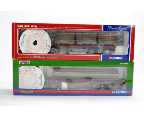 Corgi Diecast Model Truck Issues comprising No. CC13708 Scania R Series Flat bed Trailer in the livery Lawsons plus No. CC122