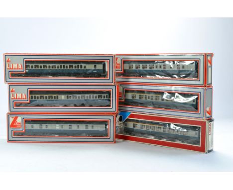 Lima Model Railway comprising assortment of coaches x 6. All look to be well preserved / excellent / excellent with boxes. 