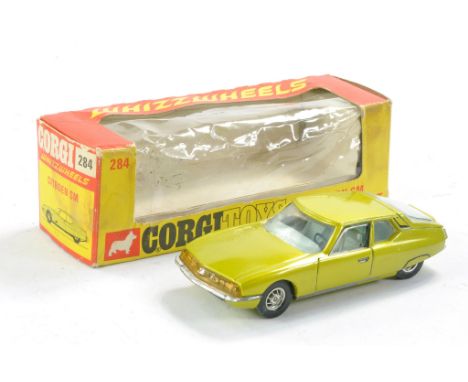 Corgi No. 284 Citroen SM. Lime Green. Fair with paint loss in fair box. 