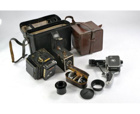 Bolex (France) Hand Held Cine Camera with Pan Cinor Lens plus other lens attachments as shown in addition further interesting