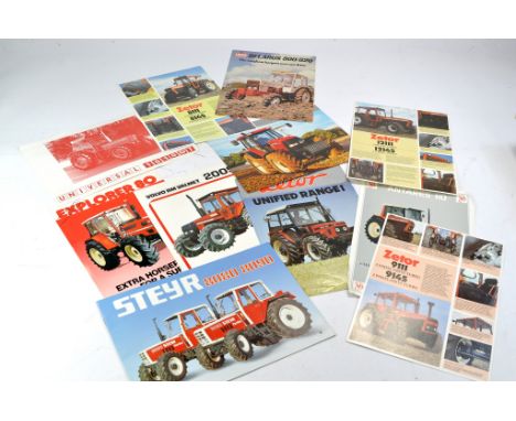 Tractor and Machinery Literature comprising sales brochures and leaflets from Lamborghini, Zetor, Belarus, Steyr and others. 