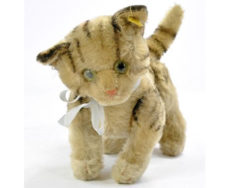 Steiff Vintage Large Standing Cat with Swivel Head, approx. 33cm, with button. Generally very good to excellent. 