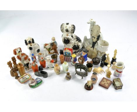 Victorian Staffordshire Spaniel Dog figures (and others inc greyhound) comprising various sizes, conditions vary fair to good