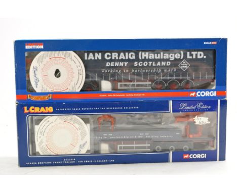 Corgi Diecast Model Truck Issues comprising No. CC12218 Scania Dropside in the livery of Ian Craig plus No. CC13512 Volvo Cur