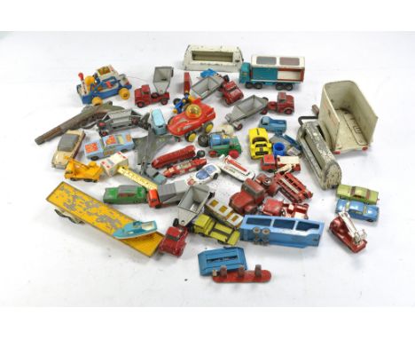 Worn Diecast group comprising Matchbox, Dinky, Corgi etc. Mostly for parts / spares / repairs. 