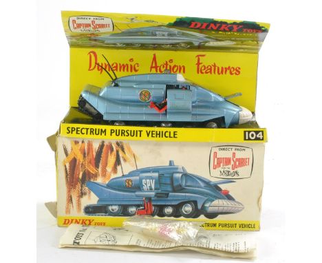 Dinky No. 104 Captain Scarlet Spectrum Pursuit Vehicle. Complete with figure, black tracks, includes leaflet and two missiles