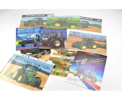 Tractor and Machinery Literature comprising sales brochures and leaflets from John Deere, Case IH, Iseki including Lely Iseki