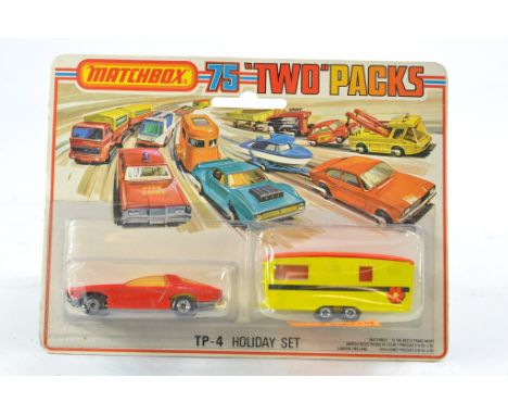 Matchbox Superfast Twin Pack comprising No. TP-4 Holiday Set comprising 40a Vauxhall Guildsman. Red with Flame Decal, lemon i