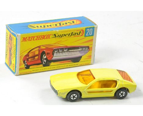 Matchbox Superfast No. 20a Lamborghini Marzal. Yellow, amber windows, ivory interior and unpainted base. Good to very good, a