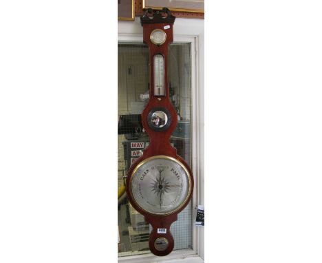 A mahogany barometer/thermometer