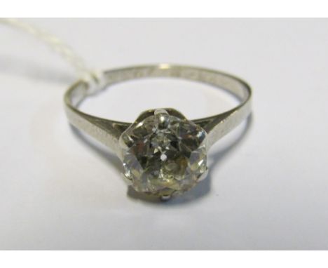 A solitaire diamond ring on platinum band (approximately 1.5ct)