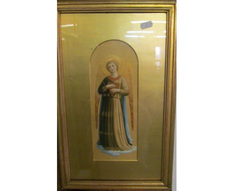 A religious print angel with gilt detail