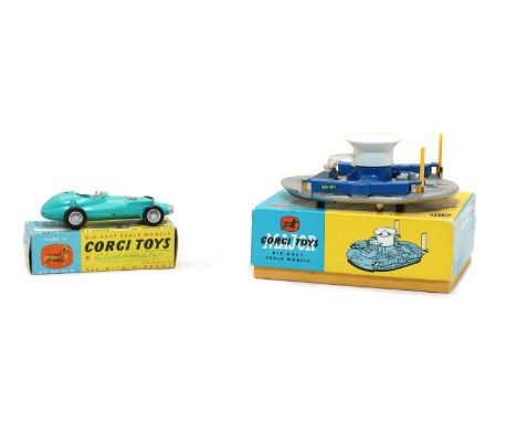 Two boxed Corgi Toys Die Cast Scale Models, comprising an H.D.L. Hovercraft SR-NI, No. 1119, and a B.R.M. Formula 1 Grand Pri