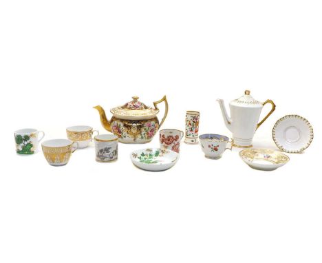 A collection of tea wares, to include a collection of Copeland &amp; Garrett Felspar porcelain, each with relief moulded flor