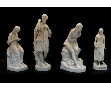 A collection of Parian ware figures, to include a Copeland example titled Little Nell, 31.5cm high, a Copeland figure, The Re