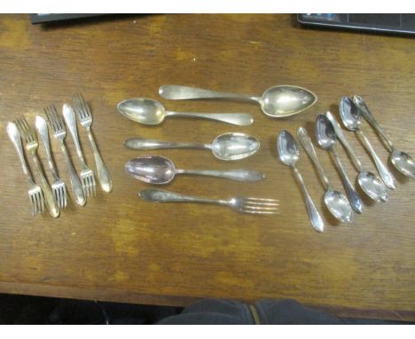 Jezler AG of Schaffhausen, Swiss 800 standard flatware comprising one dinner fork, six luncheon forks, two tablespoons, and s