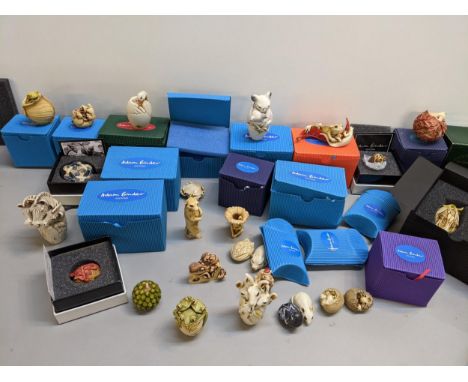 A collection of boxed and loose Adam Binder ornaments to include netsuke style examplesLocation: 