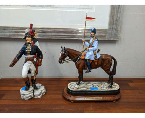 Michael Sutty limited edition figures General Bonaparte 1798 54/250 A/F and 27th Light Cavalry Officer 1897 172/250 A/F on a 