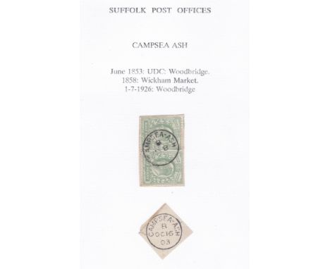 Suffolk - Post Offices  A collection of Photographs, Postcards, Postmarks on piece, Parcel Post Label, Newspaper cuttings, Fi