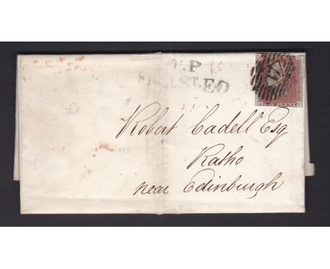 London/Scotland 1847-EL Bouveric Street to Ratho Edinburgh with scarce BOELIST CO/TP and '17' manual on cd md (1841), Ratho r